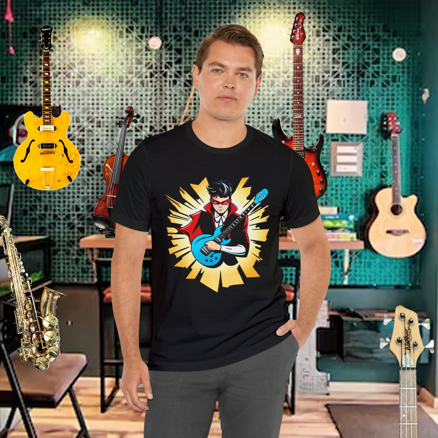 Tshirt-Guitar Superhero