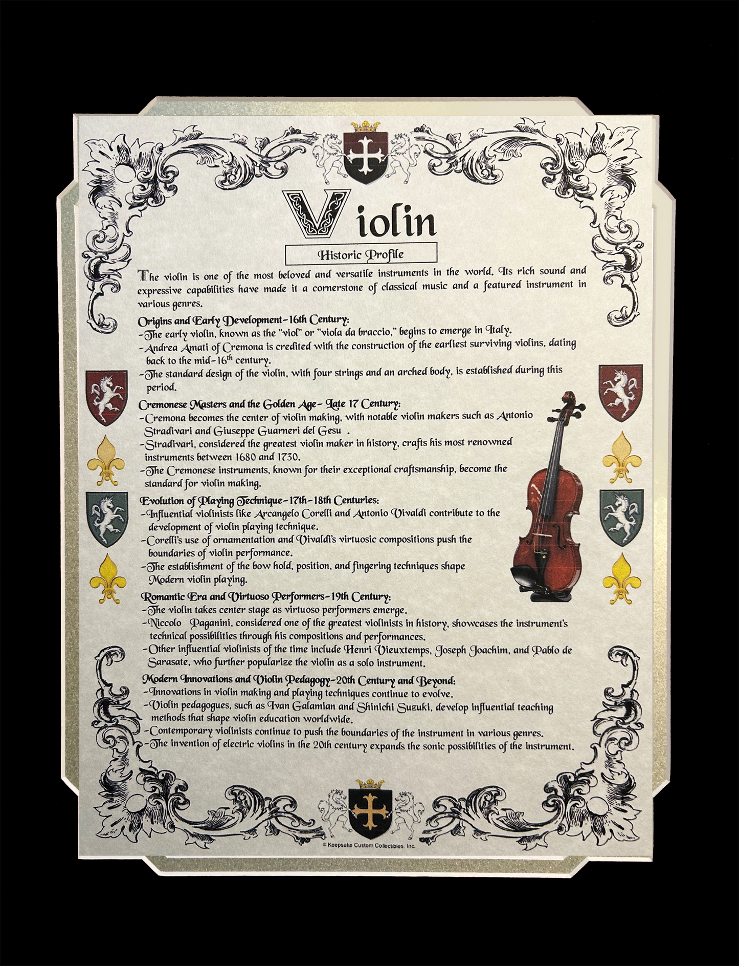 Historic Profile Ready For Framing: Violin
