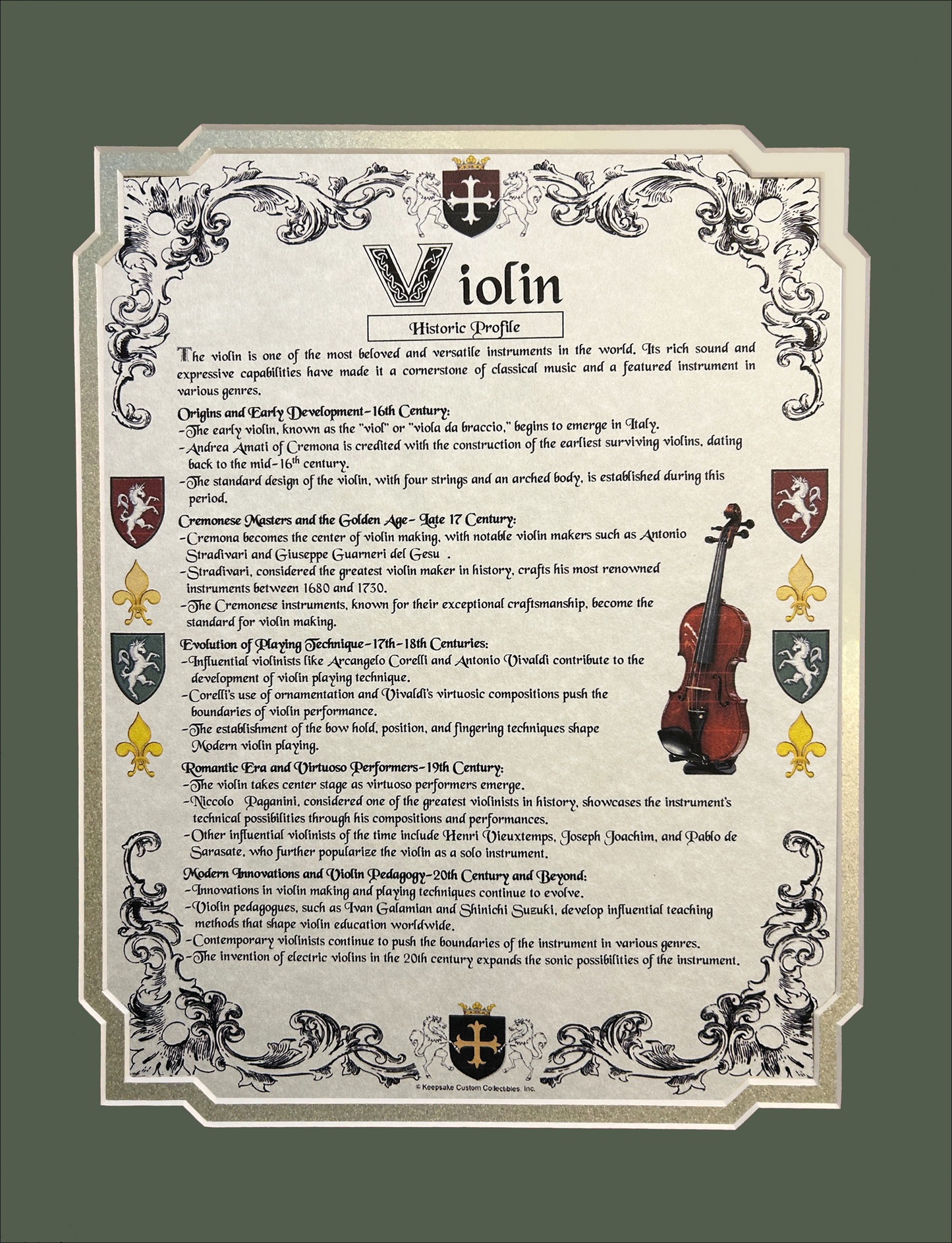 Historic Profile Ready For Framing: Violin